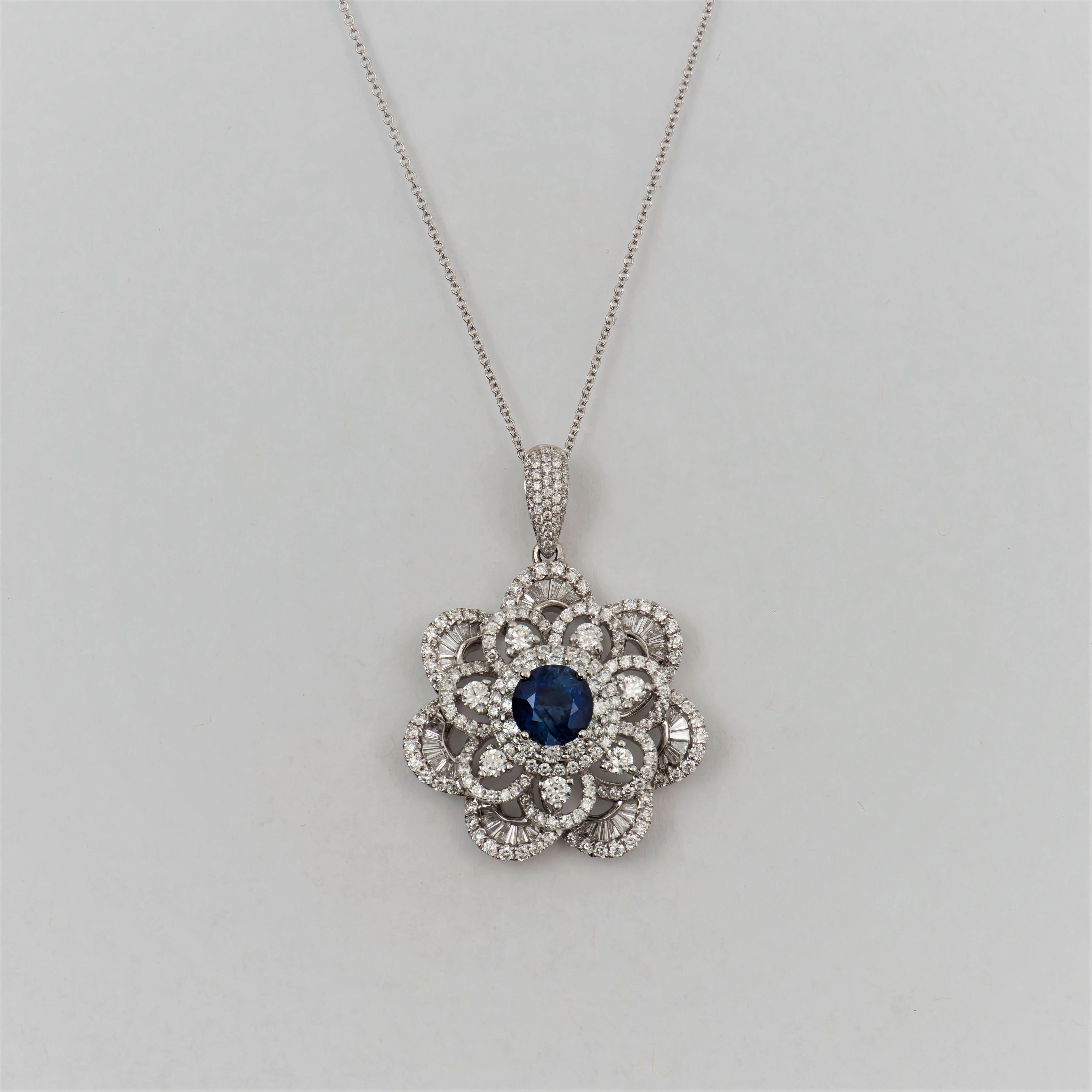sapphire flower pendant