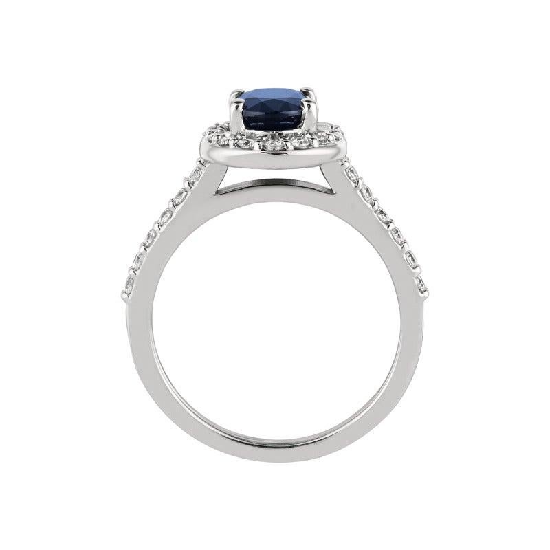 For Sale:  2.05 Carat Natural Diamond and Sapphire Engagement Ring 14 Karat White Gold 2
