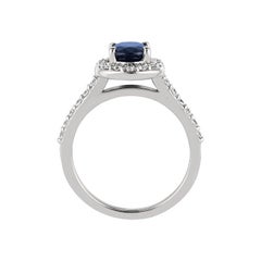 2.05 Carat Natural Diamond and Sapphire Engagement Ring 14 Karat White Gold