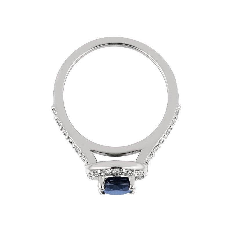For Sale:  2.05 Carat Natural Diamond and Sapphire Engagement Ring 14 Karat White Gold 3