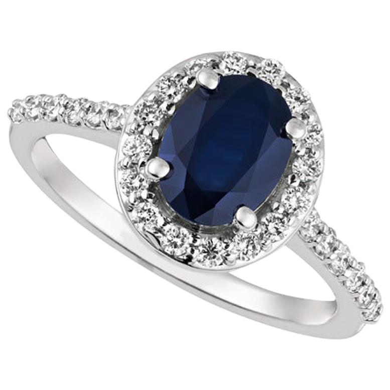 2.05 Carat Natural Diamond and Sapphire Engagement Ring 14 Karat White Gold