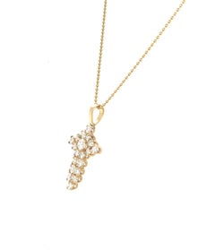 2.05 Carat Natural Diamond Cross Yellow Gold Chain Pendant