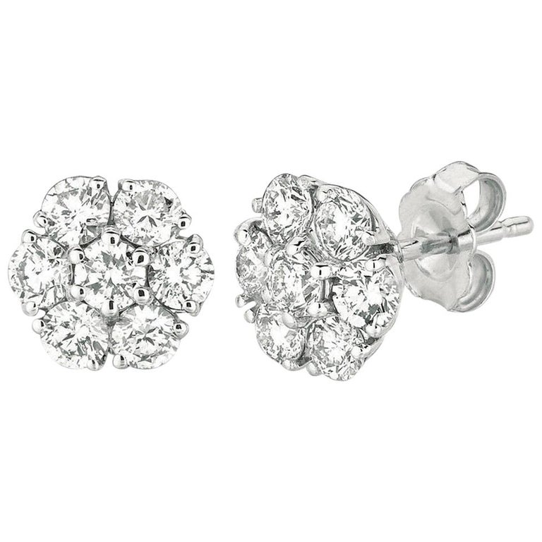 Gold and 2.05ct Diamond Bezel Stud Earrings, Contemporary Jewelry