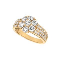 2.05 Carat Natural Diamond Flower Cluster Ring G-H SI 14 Karat Rose Gold