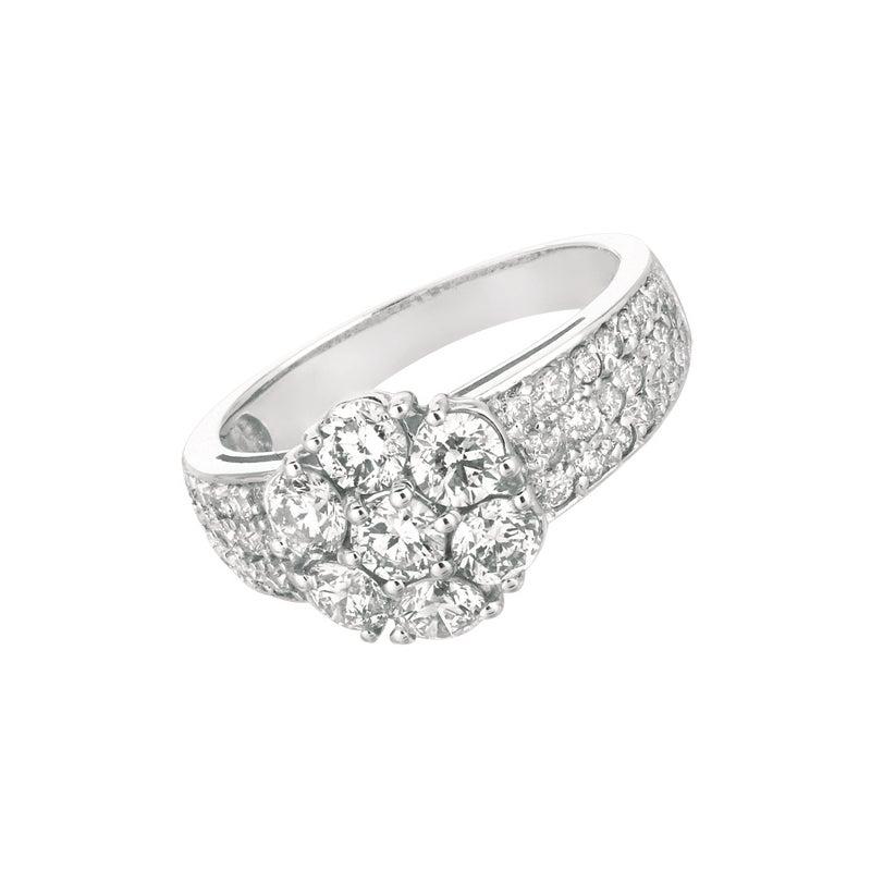 For Sale:  2.05 Carat Natural Diamond Flower Cluster Ring G-H SI 14 Karat White Gold 2
