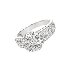 2.05 Carat Natural Diamond Flower Cluster Ring G-H SI 14 Karat White Gold