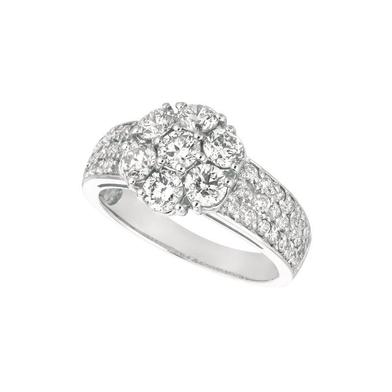 Im Angebot: 2,05 Karat natürlicher Diamant Blumen-Cluster-Ring G-H SI 14 Karat Gelbgold () 2