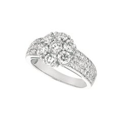 2.05 Carat Natural Diamond Flower Cluster Ring G-H SI 14 Karat Yellow Gold