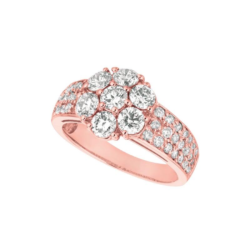 Im Angebot: 2,05 Karat natürlicher Diamant Blumen-Cluster-Ring G-H SI 14 Karat Gelbgold () 4