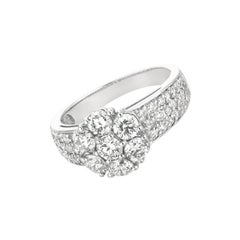 2.05 Carat Natural Diamond Flower Cluster Ring G-H SI 14 Karat White Gold