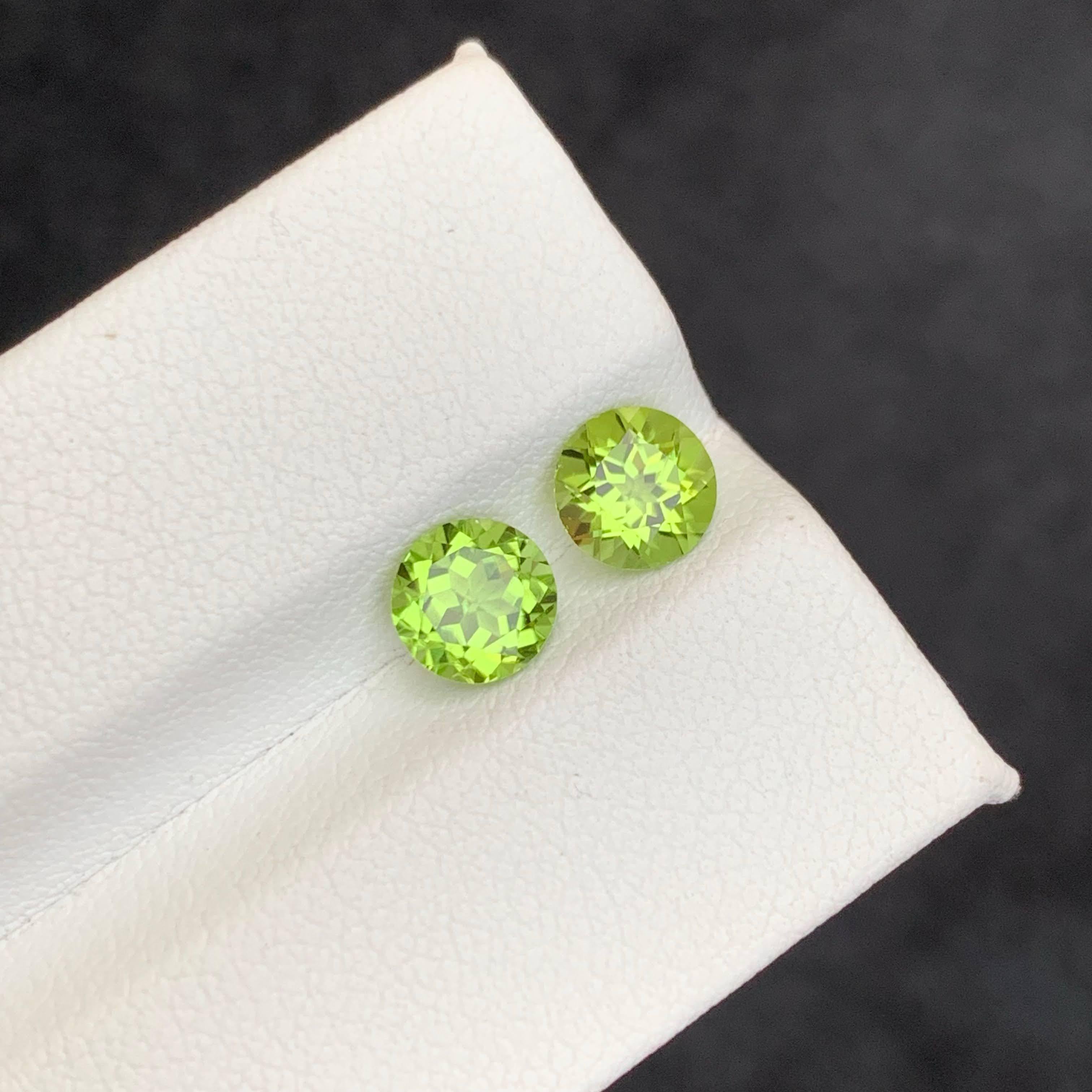 Weight 2.05 carat 
Dimensions 6.1x6.1x4.1mm
Treatment None 
Origin Pakistan 
Clarity VVS 
Shape Cut Round 





This 2.05 Carat Natural Loose Apple Green Peridot Pair features two beautifully matched round cut gemstones sourced from Pakistan. Their