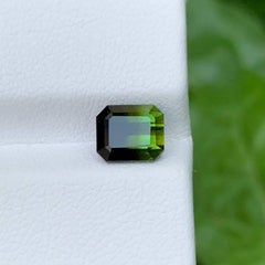2.05 Carat Natural Loose Bicolor Tourmaline Stone Emerald Cut Pakistani Gemstone