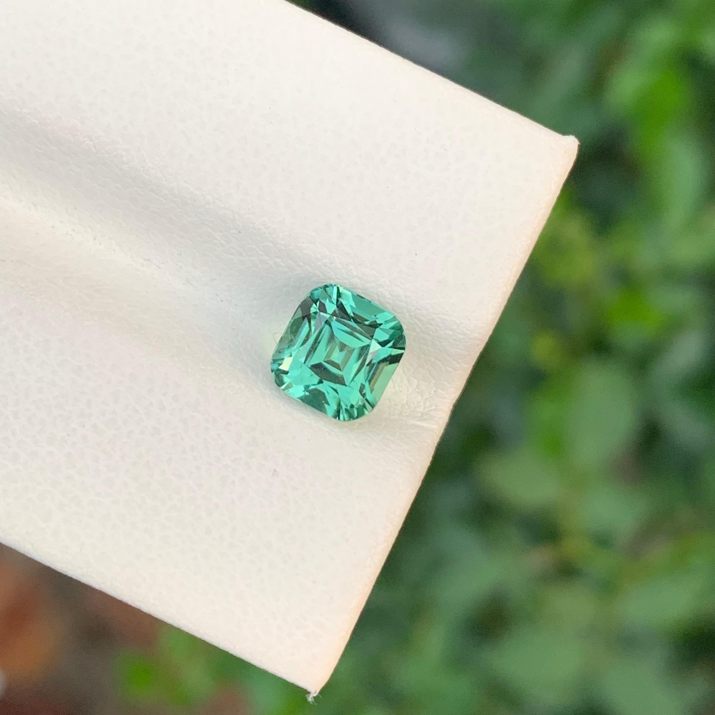 Arts and Crafts 2.05 Carat Natural Loose Blue Green Tourmaline Cushion Shape Gem For Jewellery For Sale
