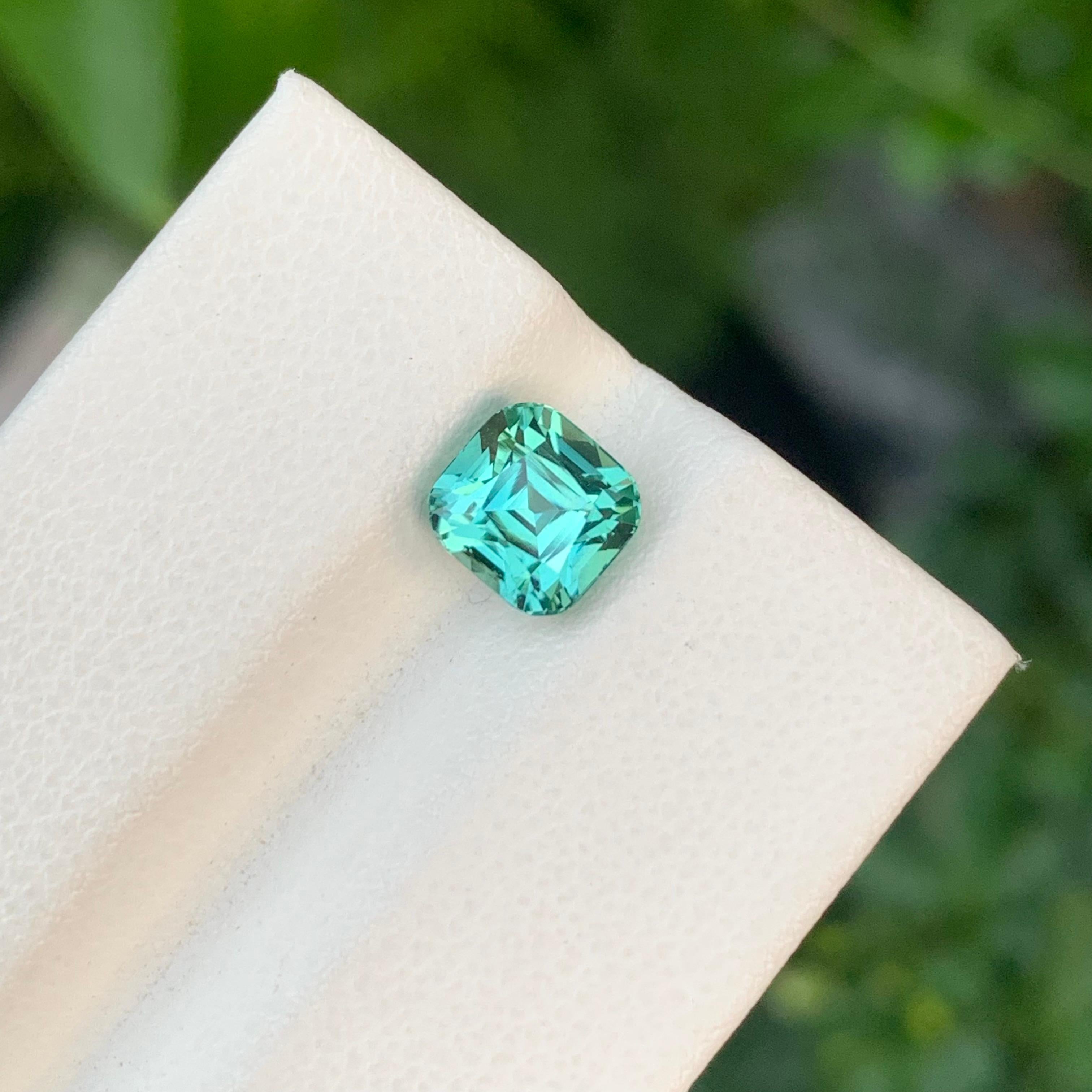 Women's or Men's 2.05 Carat Natural Loose Blue Green Tourmaline Cushion Shape Gem For Jewellery For Sale