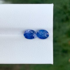 2.05 Carat Natural Loose Blue Sapphire Pair Oval Shape Gemstone