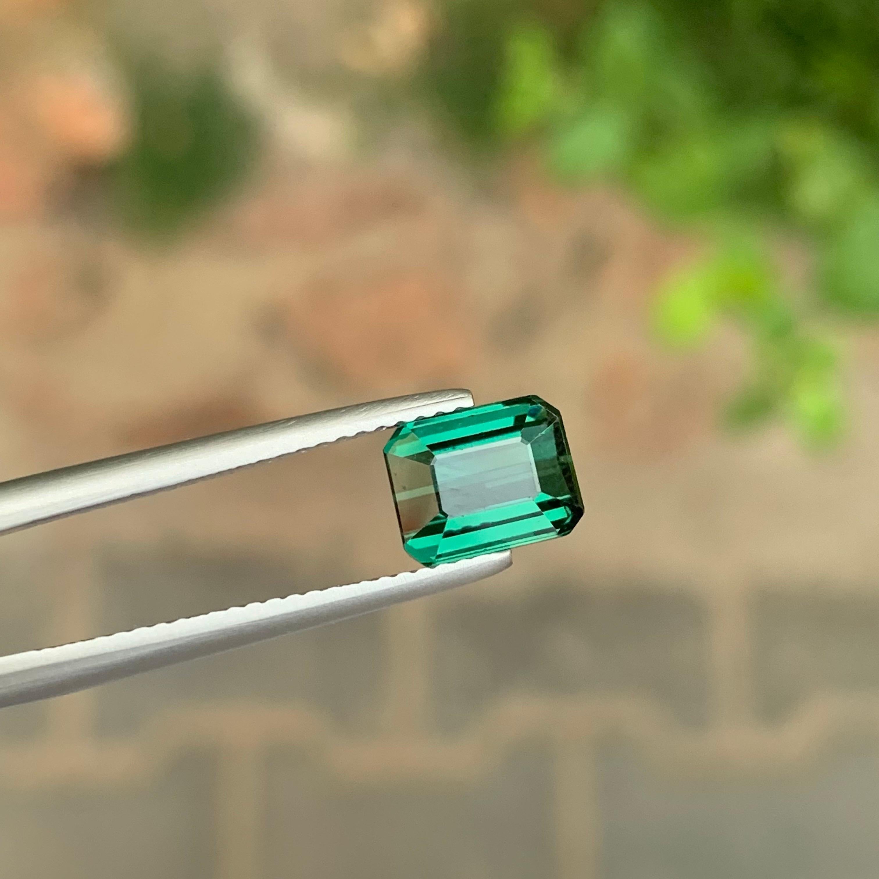 Arts and Crafts 2.05 Carat Natural Loose Deep Green Tourmaline Emerald Shape Gemstone For Sale