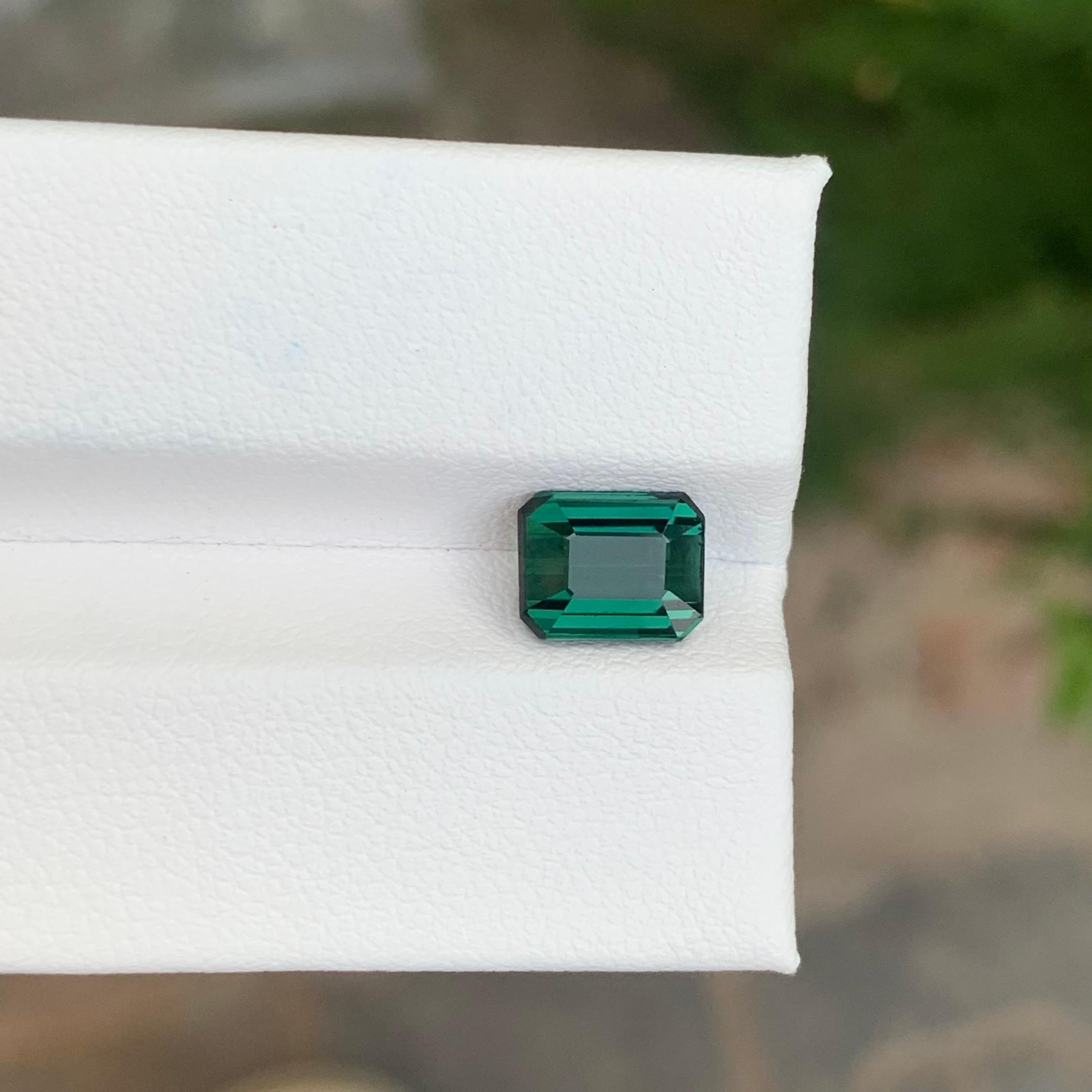 Women's or Men's 2.05 Carat Natural Loose Deep Green Tourmaline Emerald Shape Gemstone For Sale