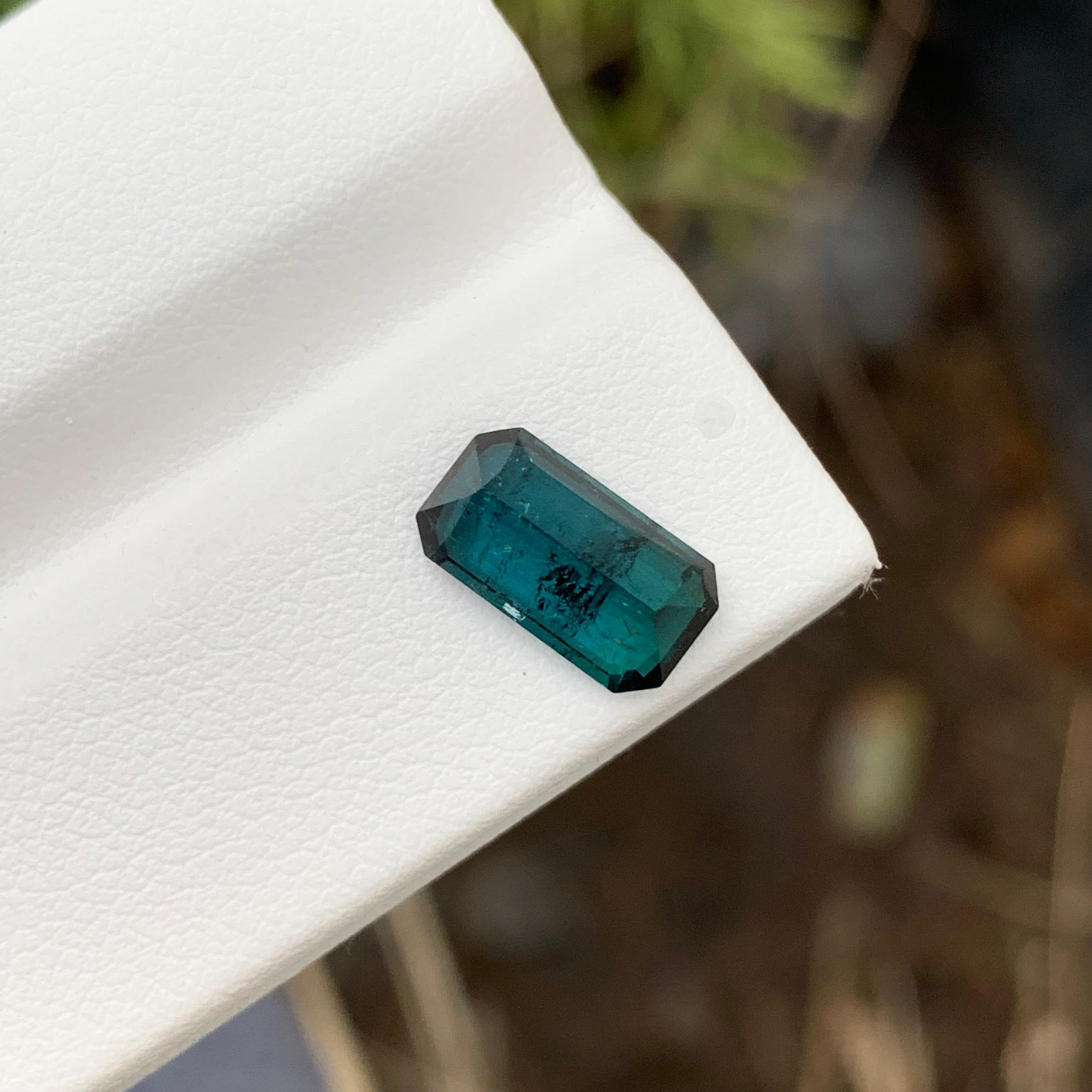 2.05 Carat Natural Loose Emerald Shape Indicolite Tourmaline Gem For Ring  For Sale 5