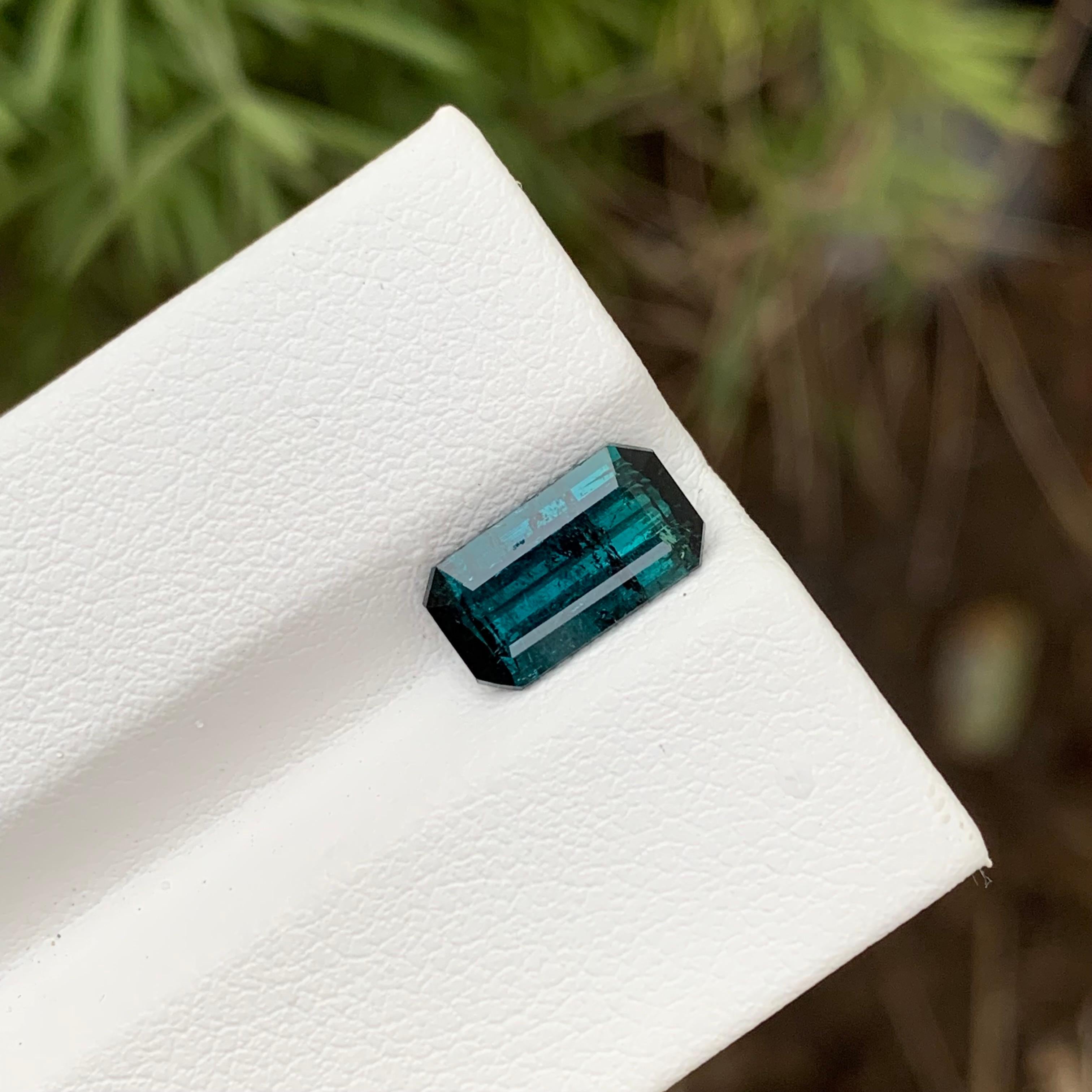 2.05 Carat Natural Loose Emerald Shape Indicolite Tourmaline Gem For Ring  For Sale 1