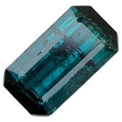 Used 2.05 Carat Natural Loose Emerald Shape Indicolite Tourmaline Gem For Ring 