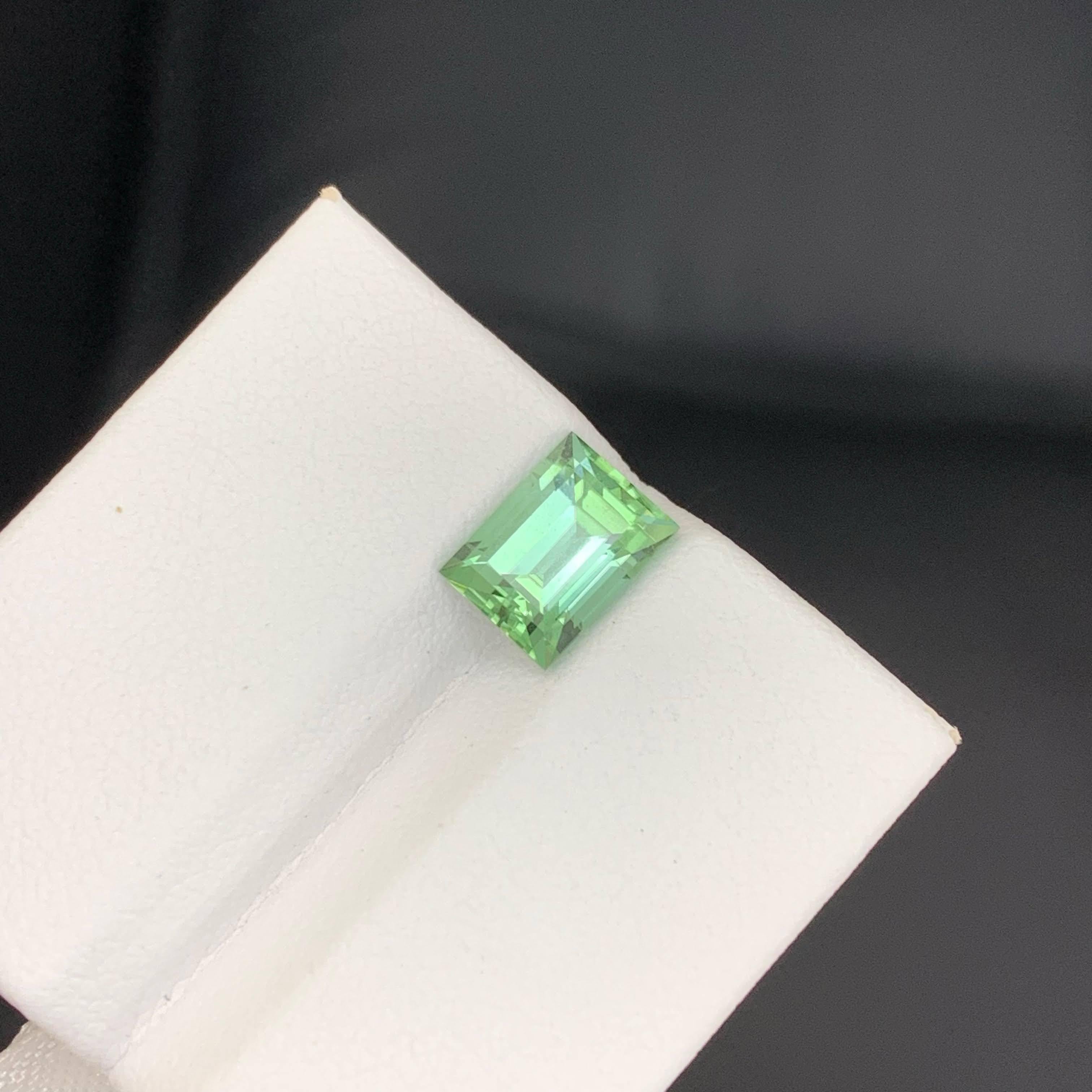 2.05 Carat Natural Loose Mint Green Tourmaline Baguette Cut Afghan Gemstone (pierre précieuse afghane) en vente 1