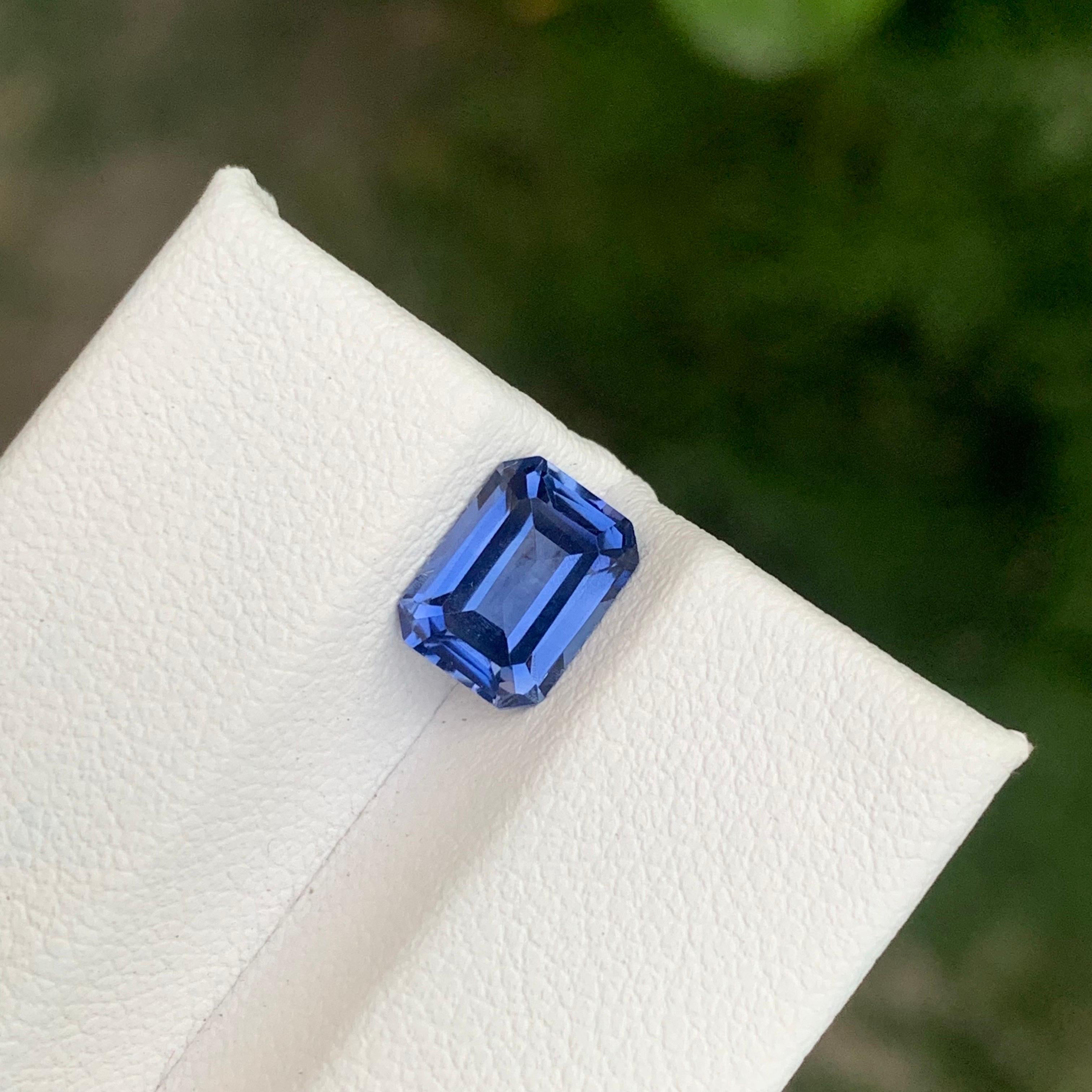 Faceted Tanzanite 

Weight: 2.05 Carats
Dimension: 8 x 6 x 3.9 Mm
Shape: Emerald 
Color: Purple
Certificate: On Demand
.
Hardness. Tanzanite is a slightly soft stone when compared to Amethyst. When measured on the Mohs Scale, its hardness is around