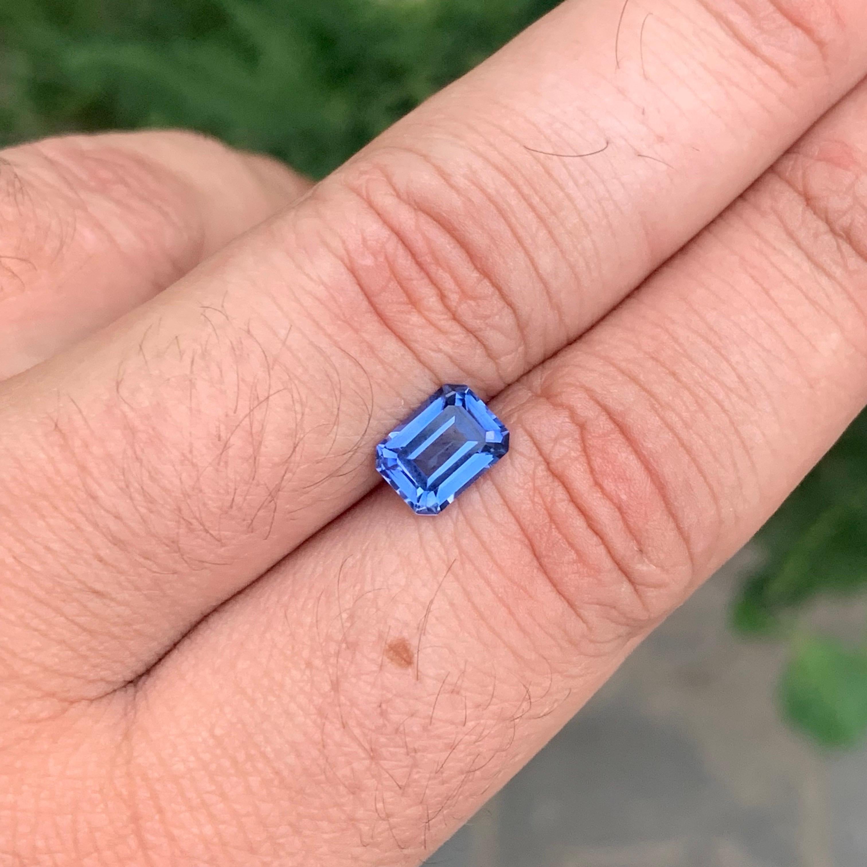 Women's or Men's 2.05 Carat Natural Loose Tanzanite Emerald Shape Gemstone From Tanzania For Sale