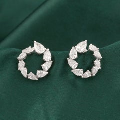 Orecchini a bottone con diamante naturale a forma di pera da 2,05 carati, in oro bianco 18 carati