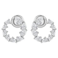 Orecchini a bottone con diamante naturale a forma di pera da 2,05 carati, in oro bianco 18 carati