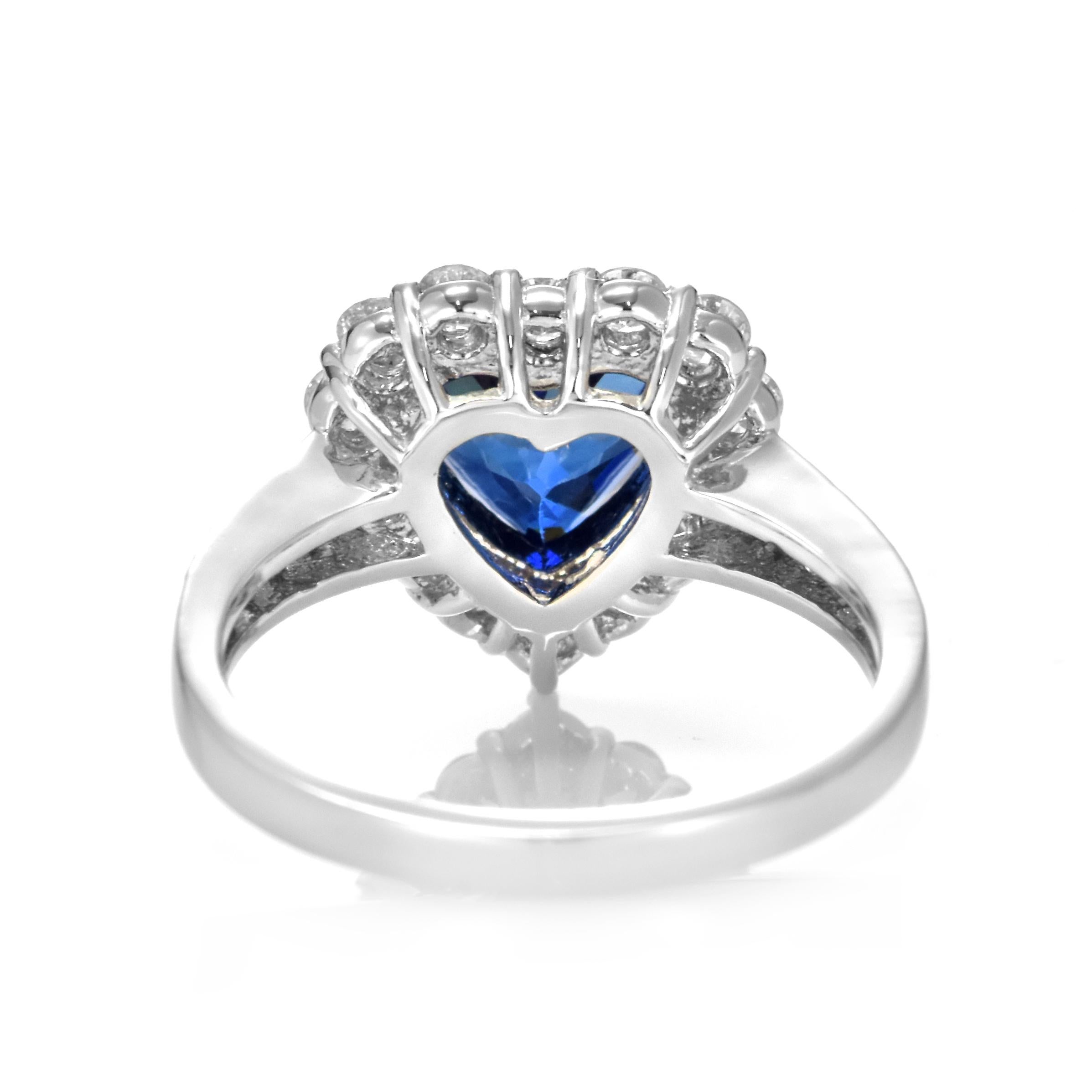 2.05 Carat Natural Sapphire and Diamond Ring Made in Platinum For Sale 6