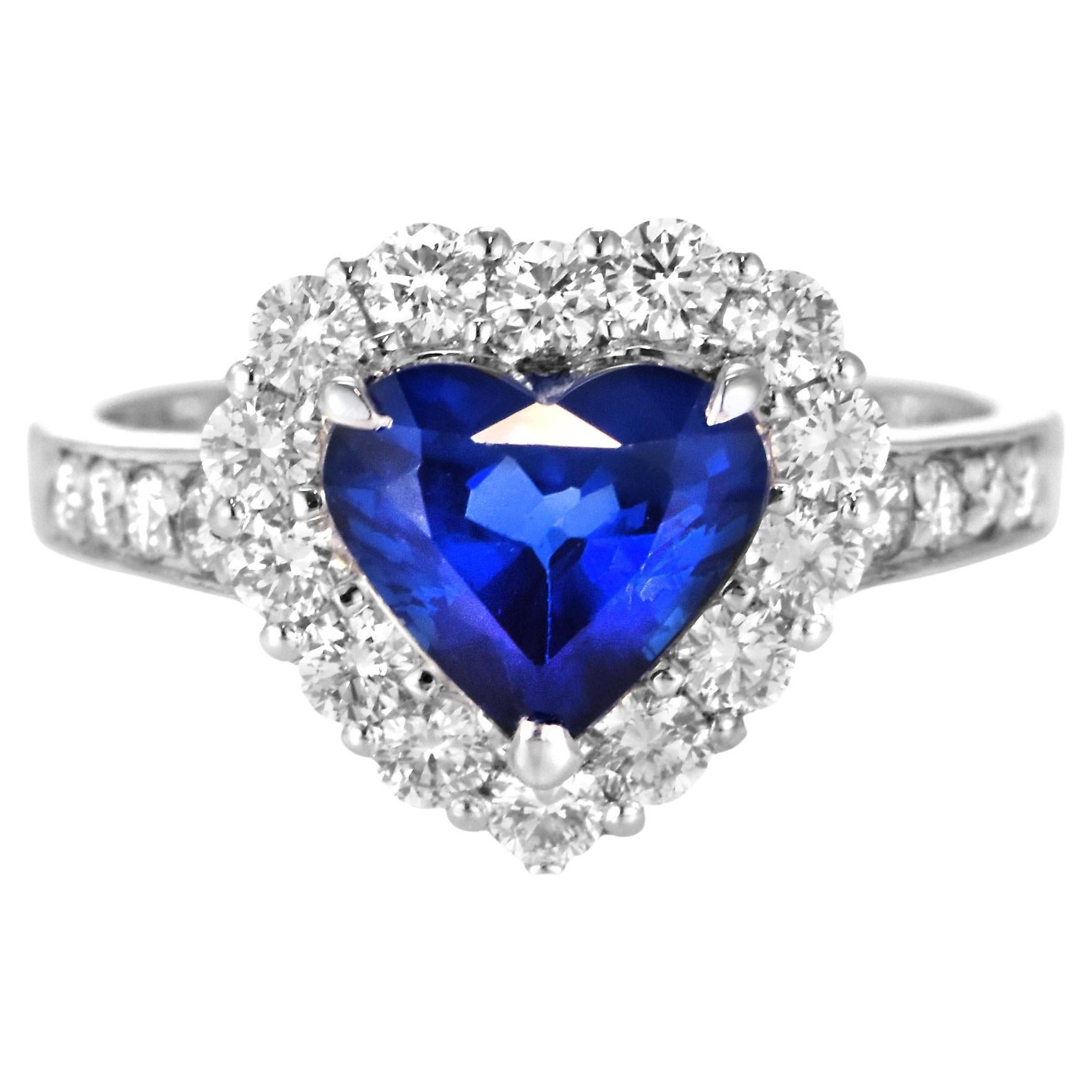 2.05 Carat Natural Sapphire and Diamond Ring Made in Platinum