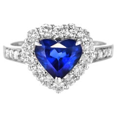 2.05 Carat Natural Sapphire and Diamond Ring Made in Platinum