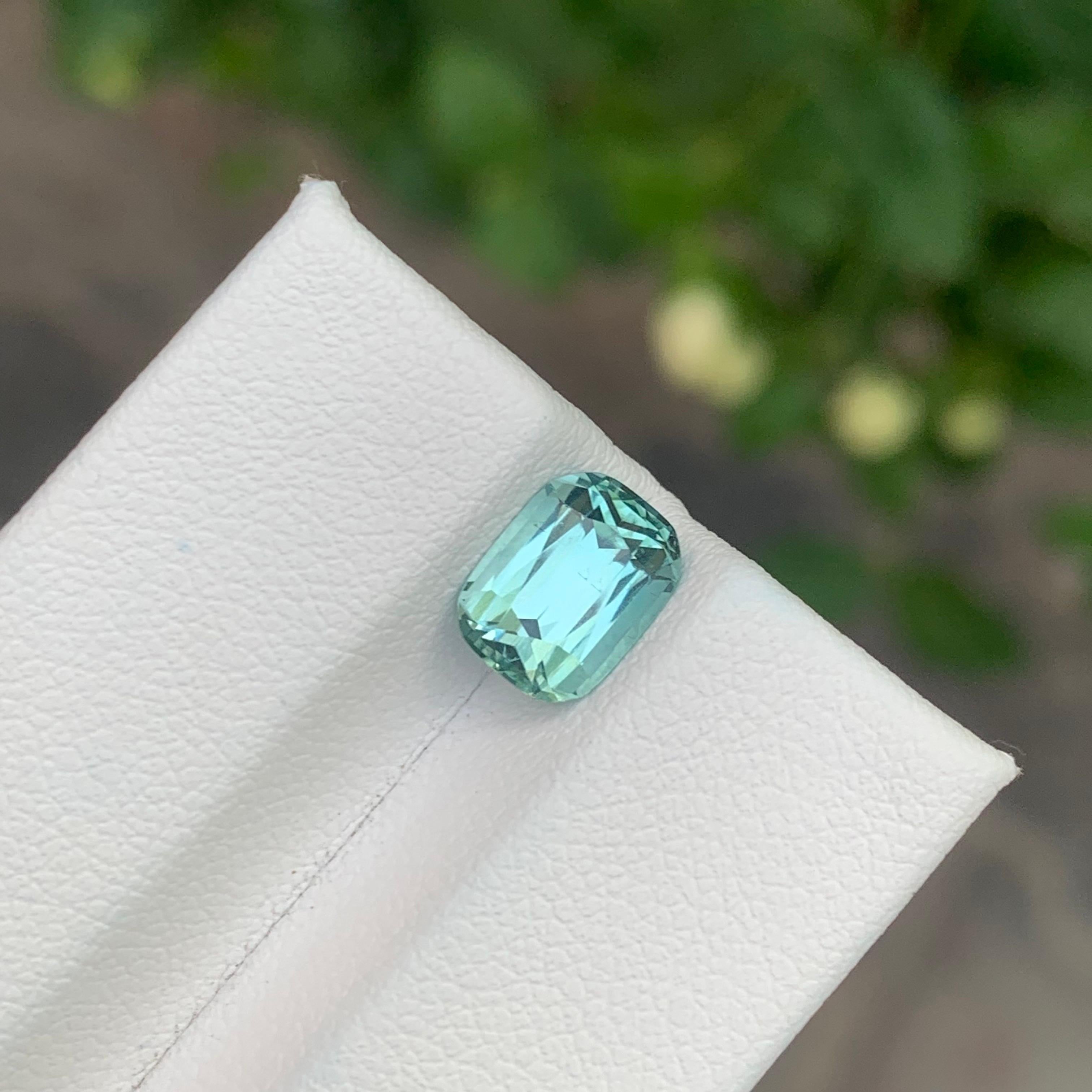Arts and Crafts 2.05 Carat Natural Seafoam Tourmaline Cushion Shape Loose Gemstone For Sale