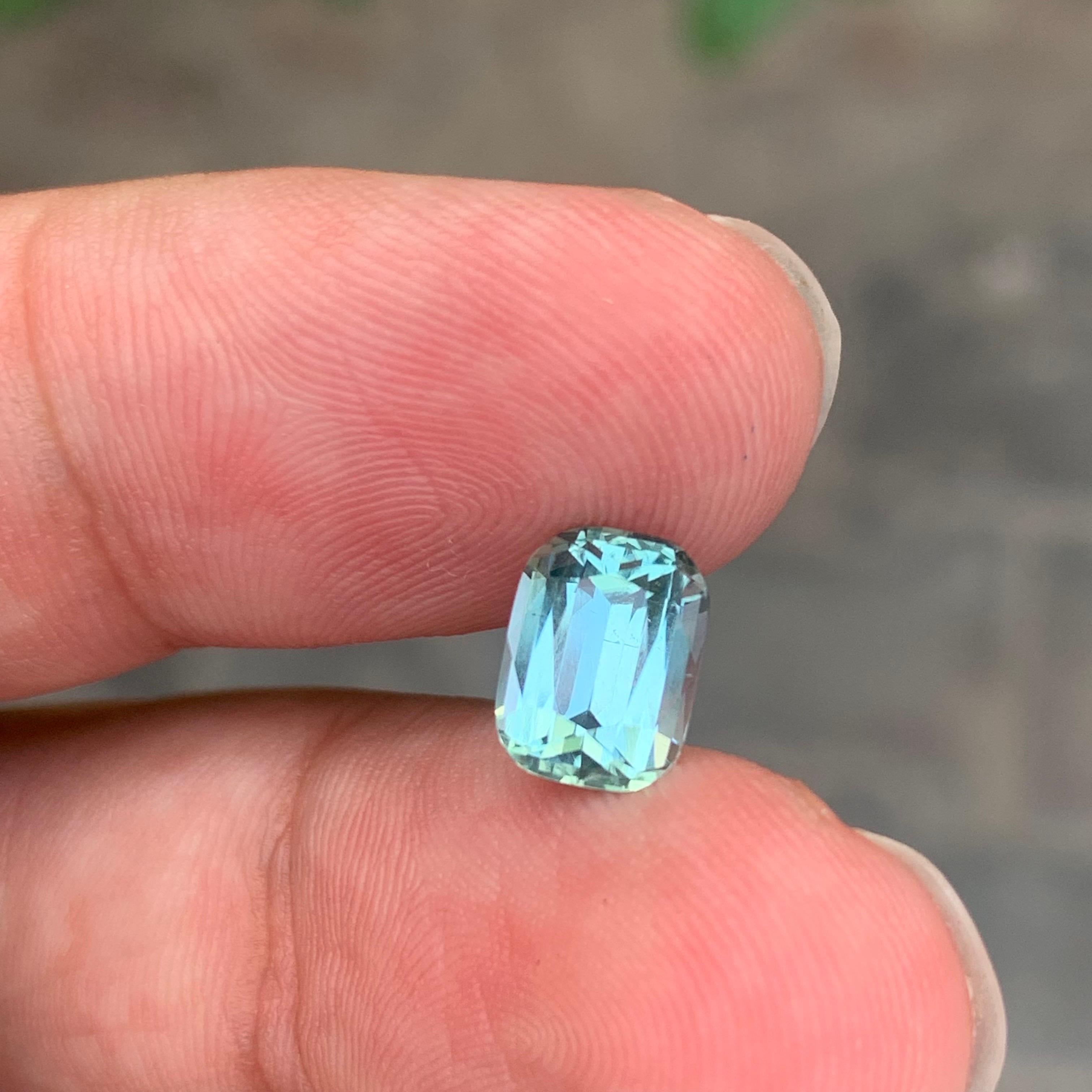 Women's or Men's 2.05 Carat Natural Seafoam Tourmaline Cushion Shape Loose Gemstone For Sale