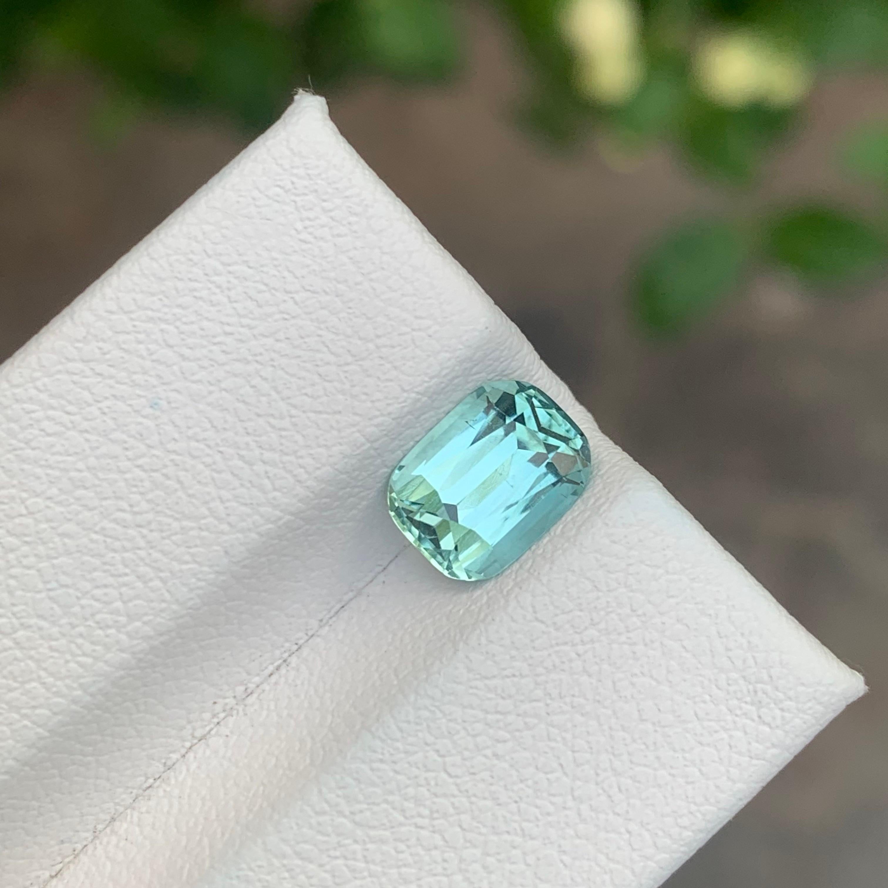2.05 Carat Natural Seafoam Tourmaline Cushion Shape Loose Gemstone For Sale 2