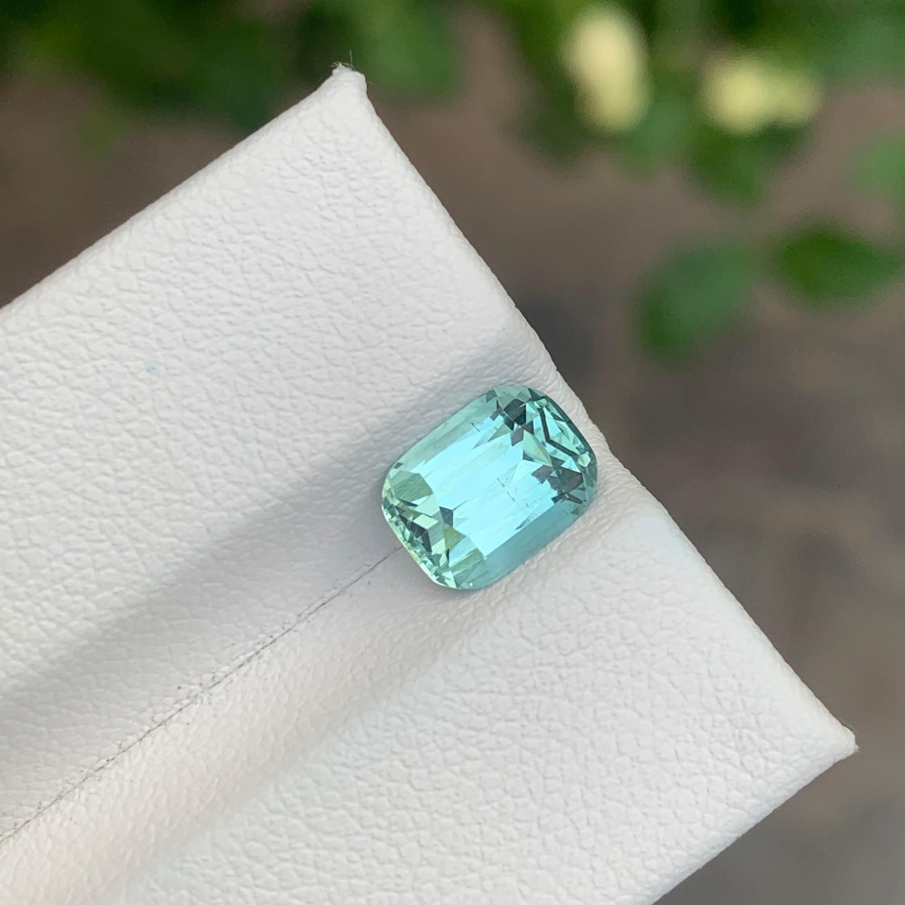 2.05 Carat Natural Seafoam Tourmaline Cushion Shape Loose Gemstone For Sale 3