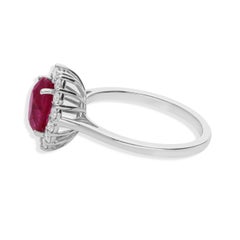 2.05 Carat Oval Ruby Halo Ring 0.32 Carat SI/H Diamond 18 Karat White Gold