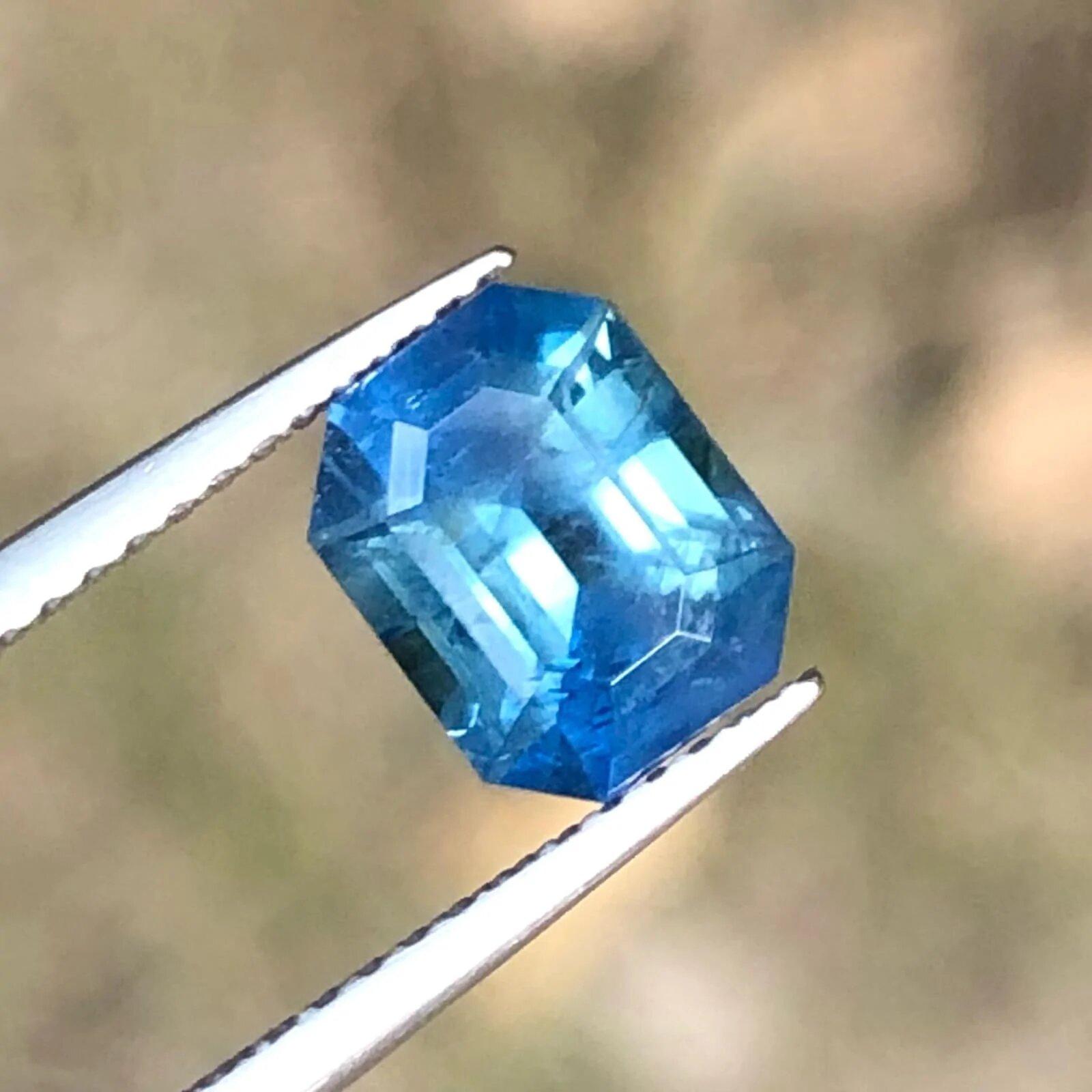 Art Deco 2.05 Carat Royal Emerald Cut Blue Sapphire Cocktail Ring Loose Gemstone