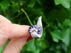 2.05 Carat Sapphire and 0.65 Carat Diamond 18k White Gold Stud Earrings (1958)