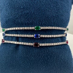 2.05 Carat Sapphire and Diamond Adjustable Bracelet in 14K White Gold