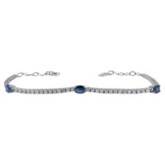 Bracciale regolabile con zaffiro e diamante da 2,05 carati in oro bianco 14K