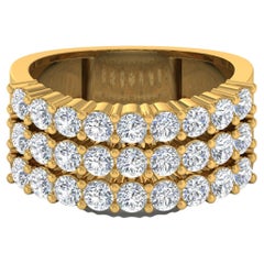 Bague à dôme en diamant de 2,05 carats, pureté SI, couleur HI, en or jaune 14 carats.