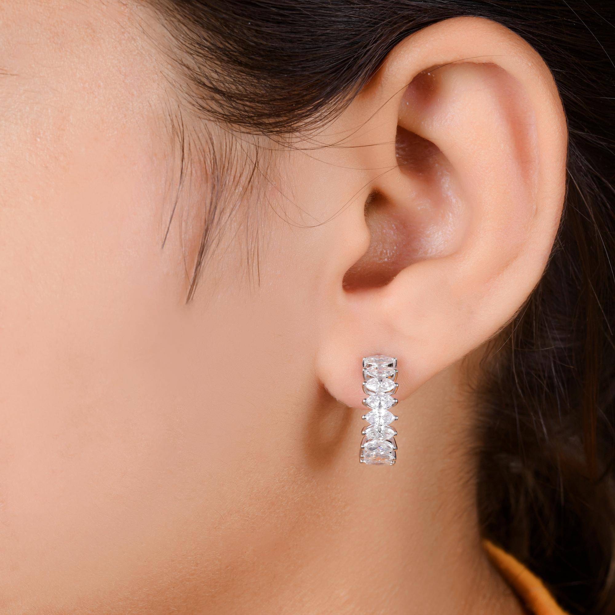 Moderno Orecchini a cerchio con diamanti marquise da 2,05 carati SI/H Oro bianco 18 carati Gioielli di pregio in vendita