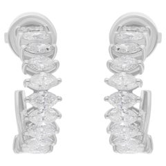 2.05 Carat SI/H Marquise Diamond Hoop Earrings 18 Karat White Gold Fine Jewelry