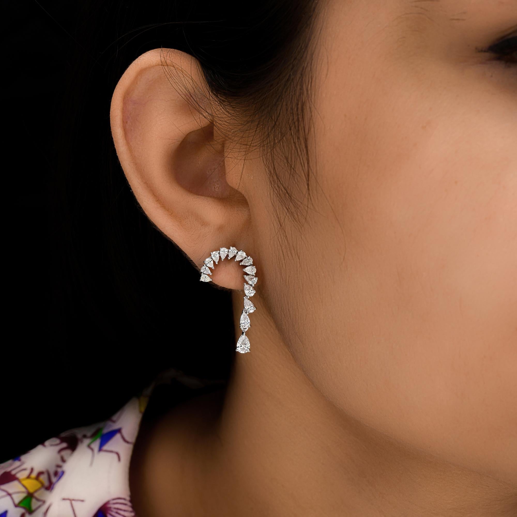 2,05 Karat SI/H Birnenschliff Diamant-Ohrringe im Brillantschliff 14 Karat Weißgold Schmuck im Zustand „Neu“ im Angebot in Diera, Dubai