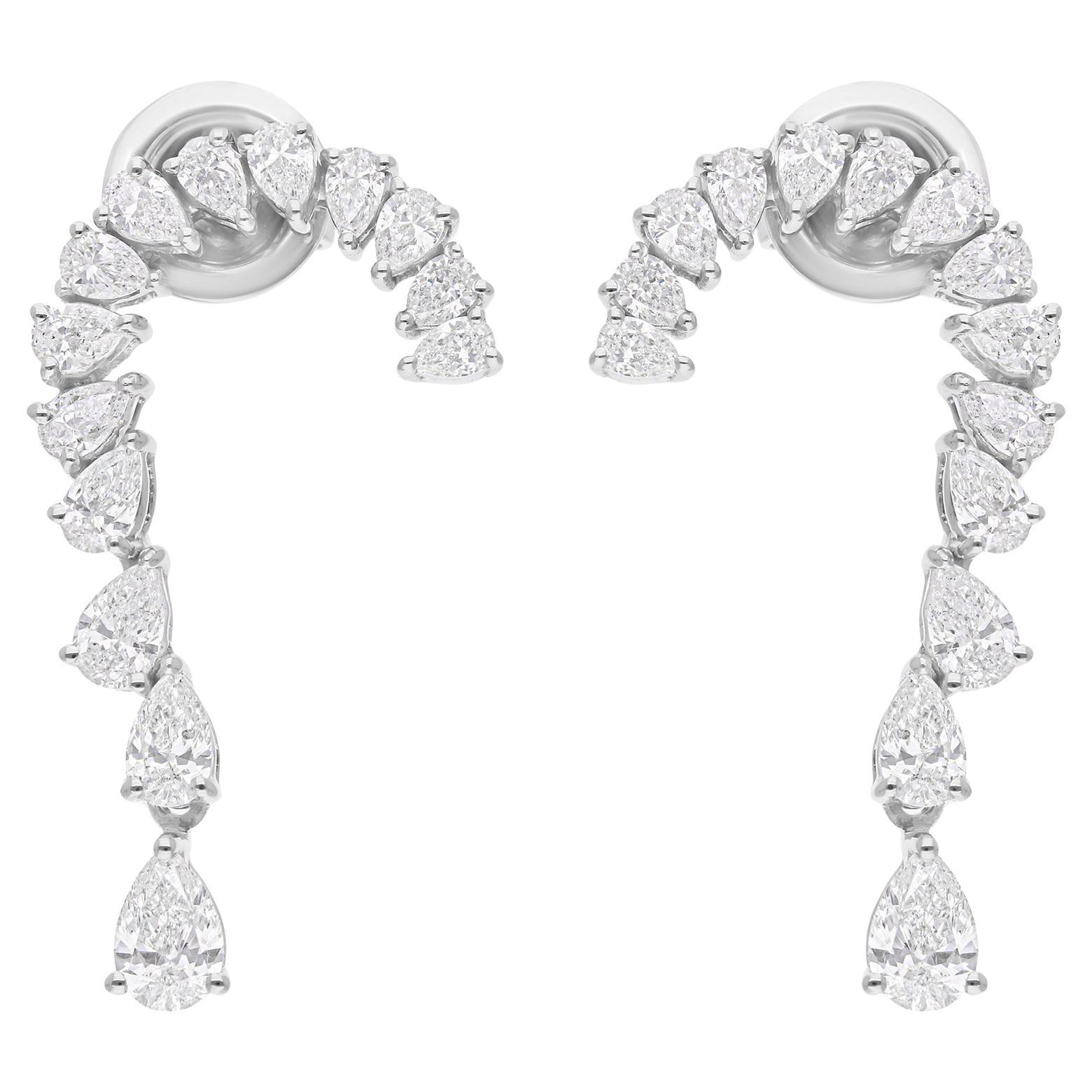 2.05 Carat SI/H Pear Brilliant Cut Diamond Earrings 14 Karat White Gold Jewelry