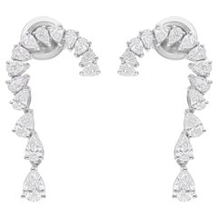 2.05 Carat SI/H Pear Brilliant Cut Diamond Earrings 18 Karat White Gold Jewelry