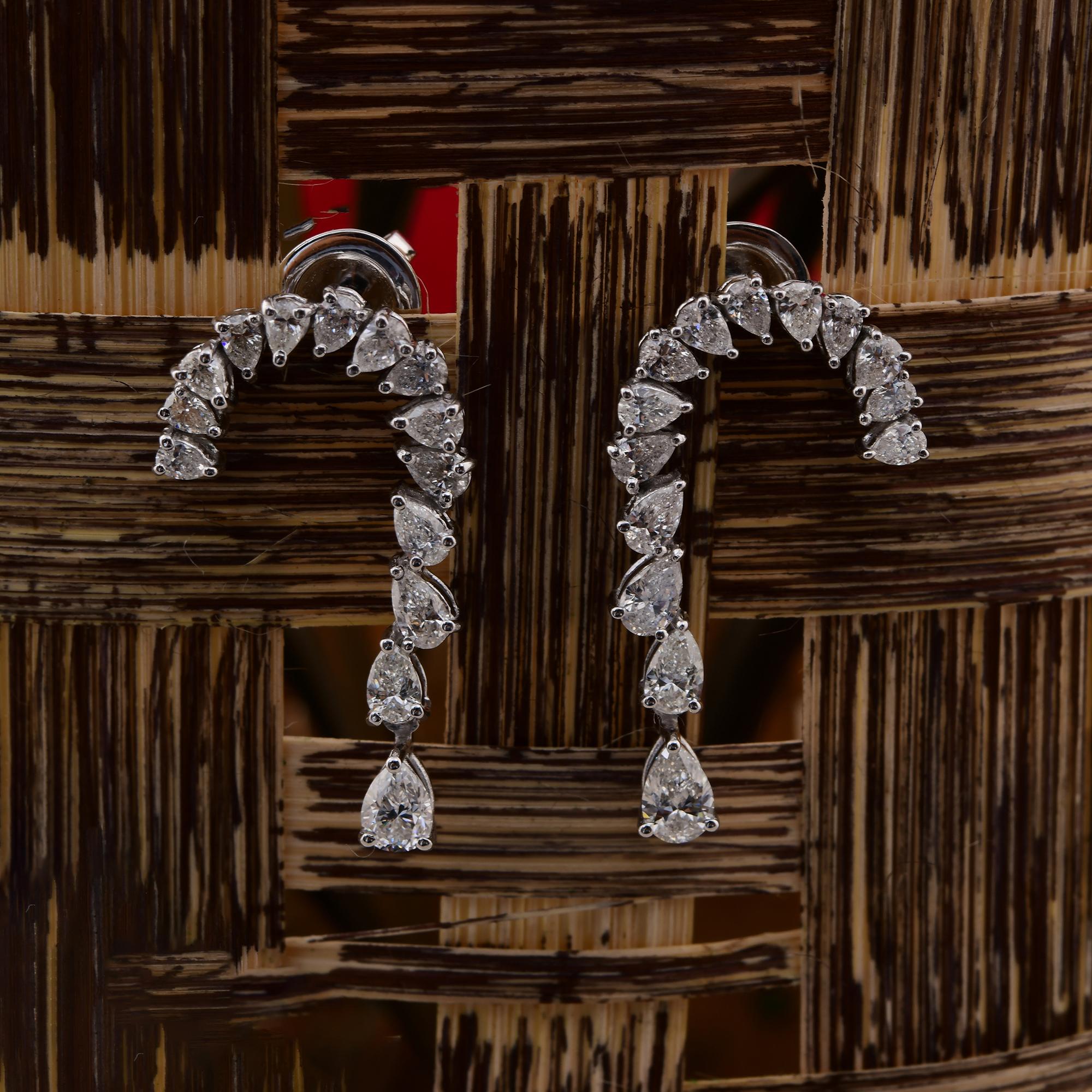2,05 Karat SI/H Birnenschliff Diamant-Ohrringe im Brillantschliff 18 Karat Weißgold Schmuck (Tropfenschliff) im Angebot