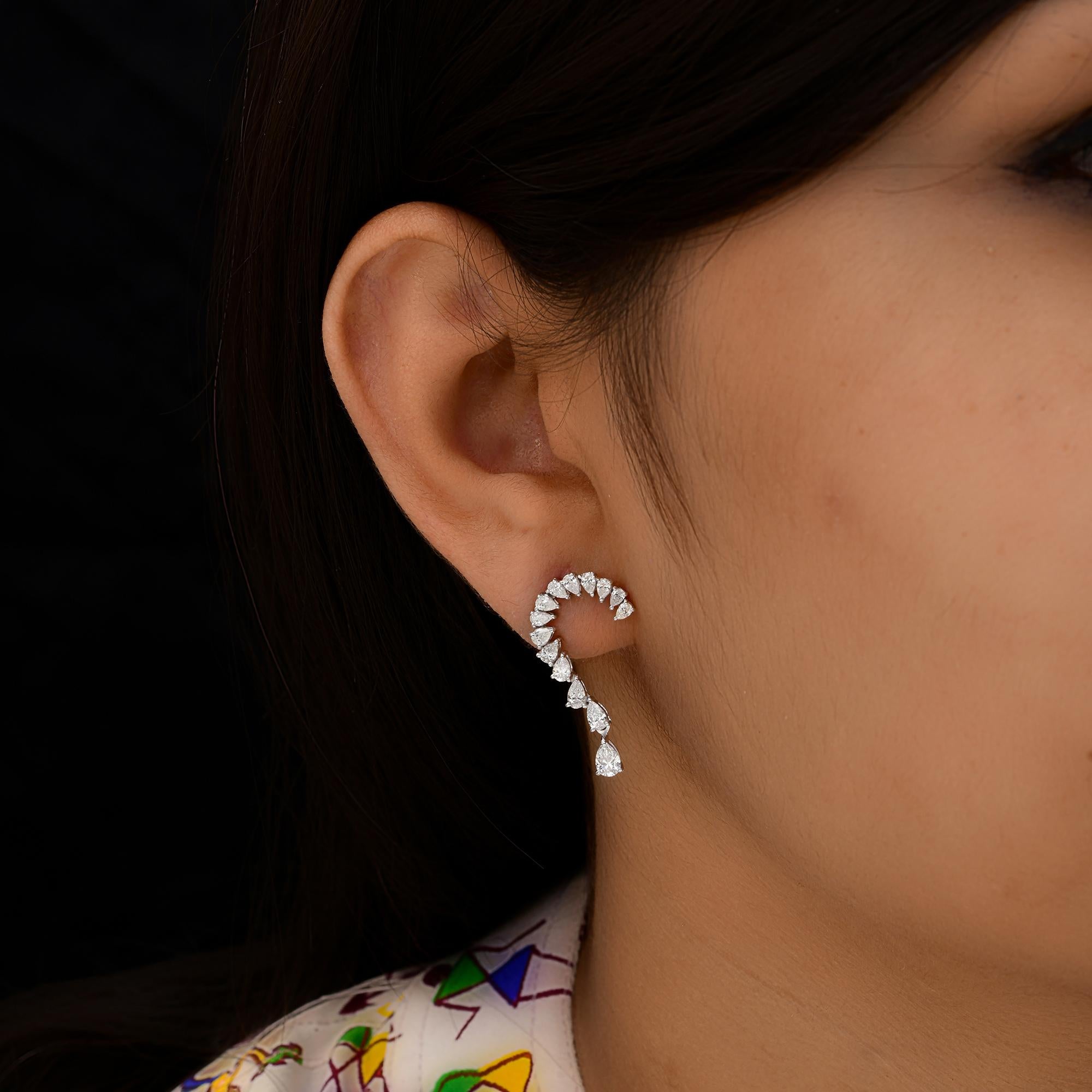 2,05 Karat SI/H Birnenschliff Diamant-Ohrringe im Brillantschliff 18 Karat Weißgold Schmuck Damen im Angebot