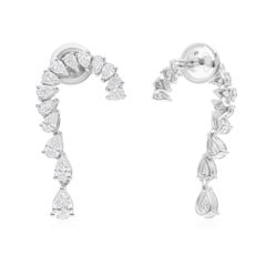 2.05 Carat SI/H Pear Brilliant Cut Diamond Earrings 18 Karat White Gold Jewelry